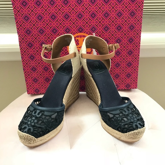 TORY BURCH LUCIA LACE WEDGE ESPADRILLE - Picture 1 of 8
